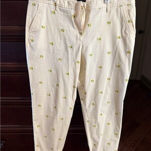 Talbots Relaxed Chinos w/ embroidered lemons